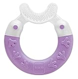 MAM Beißring Bite & Brush, Baby Zahnungshilfe beruhigt das Zahnfleisch, unterstützt die Zahnpflege mit extra-weichen Borsten, pink, ab 3+ Monate
