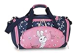 Umhängetasche Sporttasche für Mädchen Kinder Reisetasche mit Hase Bunny - 14,2 Liter - 35 x 22 x 18,5 cm, blau/rosa
