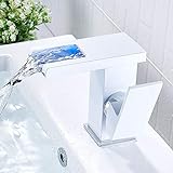 Wasserhahn Bad Waschbecken Waschtischarmatur Wasserfall Badarmaturen LED RGB