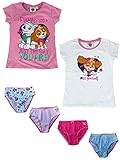 PAW PATROL Mädchen Unterwäsche-Set bestehend aus T-Shirts + Unterhosen - Vorteils Package - Top Qualität, Farbe:Rosa & Weiß, Größe:98/104