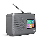 Dab Radio, LFF DAB Digitalradio, Radio Klein UKW-Digitalradio, DAB Plus Radio, Küchenradio mit Kabel oder Batteriebetriebenes Radio, Farbdisplay Radio mit Bluetooth, Grau
