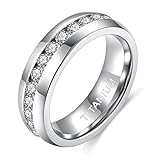 Zakk Damen Eternity Ring Titan Ewigkeitsring Eheringe 4mm 6mm Silber Memoire Ringe Hochzeitsring (6mm, 57 (18.1))