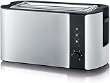 SEVERIN Automatik-Toaster, 2 Langschlitzkammern, Für bis zu 4 Brotscheiben, 1.400 W, AT 2590, Edelstahl-gebürstet-schwarz, 19