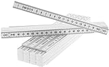 com-four® 5X Zollstock aus Kunststoff - 2 Meter Gliedermaßstab mit 10 Glieder - Meterstab metrisch in weiß (05 Stück - 2 Meter - weiß)
