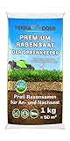 TerraDomi Premium Rasensamen für An-& Nachsaat I Schnellkeimend, robust und für einen dichten grünen Rasen I Mähroboter optimiert I 1kg für 50m²