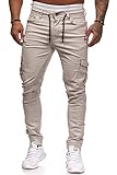 Herren Hose Jogger Chino Cargo Jeans Hosen Stretch Sporthose Herren Hose mit Taschen Slim Fit Freizeithose (Beige, M)
