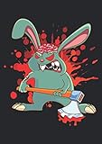 Notizbuch A4 liniert mit Softcover Design: Zombie Hase mit Axt und Blut Halloween Kaninchen Horror: 120 linierte DIN A4 Seiten