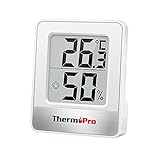 ThermoPro TP49 digitales Mini Thermo-Hygrometer Thermometer Hygrometer innen Temperatur und Luftfeuchtigkeitmessgerät mit Smiley-Indikator für Raumklimakontrolle, weiß