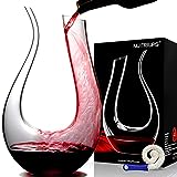 Weindekanter U Form, 1.5L Rotwein Dekantierer aus Kristallglas, Bleifreie, Tropffrei, Handgemacht