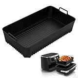 Silikon Air Fryer Liner für Ninja AF500, Wiederverwendbare Air Fryer Zubehör, Große Rechteckige Air Fryer Liners, Silikon Air Fryer Korb, Antihaft Airfryer Silikon Tray