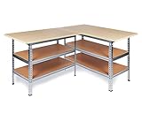 Ondis24 Werkstatt-Set Ecklösung Sparfuchs-Uwe 180 x 120 x 92 cm (H), 2X Werkbank aus Metall, melaminbeschichtete Arbeitsplatte, Problemlöser für Eck