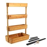 Toboli Hochbeet aus Holz, 85 x 45 x 140 cm, mit 4 Etagen, Blumenkasten für Balkon und Garten, Pflanzentreppe verstellbar, Blumentrepp