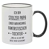 Tasse mit Spruch / Schriftzug 'Ich bin stolzer Papa...' als Geschenk zum Geburtstag, Vatertag oder zu Weihnachten