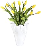 Giessle® Handgefertigte Vase aus Glas ca. 26,5cm groß in weiß für Tulpen und Trockenblumen Tischvase Blumenvase