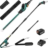 2-in-1 Akku Teleskop Heckenschere & Hochentaster, Akku Multigartengerät, mit 20V 4,0Ah Li-Ion Akku & Ladegerät, Verstellbarer Schnittwinkel, inkl. Schultergurt, Arbeitshöhe über 3