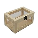 Holzkiste mit Scharnierdeckel, Aufbewahrungsbox aus Holz mit Deckel, Aufbewahrungsbox, dekorative Box mit transparentem Glasdeckel, unlackierte Holzbox, Schmuckschatulle, 7.284.923.94 cm
