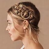 3 Stück Strass Mond Haarnadeln, Stern Strass Haarnadel Clips Haarspangen, Kopfschmuck Glitzer Strass Haarklemmen,Braut Hochzeit Haarnadeln, Haarschmuck Accessoires für Frauen und Mädchen (Gold)