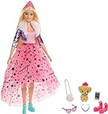 Barbie GML76 - Prinzessinnen-Abenteuer Puppe mit Mode (ca. 30 cm), blond, Barbie-Puppe mit Hündchen, 2 Paar Schuhe, Diadem und 4 Accessoires, für Kinder von 3 bis 7 Jahren