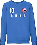 Nation Kuba Kinder Pullover Trikot Nummer 10 Wappen Emblem PR-FH10 BL (152)