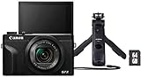 Canon PowerShot Kamera G7X Mark III Vlogging Kit Premium inkl. Griffstativ + Fernsteuerung + 64 GB SD Karte (20,1 MP, klappbares LC-Display, 4K Video, 4,2 fach Zoomobjektiv, F1.8-2.8), schwarz