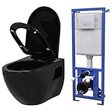 Hardware Sanitär-Armaturen, WC- und Bidets-WCs, Wand-WC mit verdecktem Spülkasten, Keramik, Schwarz