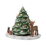 Villeroy und Boch - Christmas Toy's Memory 'Weihnachtsaum mit Waldtieren', dekorative Figur aus Hartporzellan, für Teelichter geeignet, bunt, 23 x 17 x 17 cm