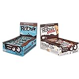 Roobar Kokos-Riegel mit Schokoladenüberzug – 100% Bio, Vegan, milchfrei & glutenfrei, ohne raffinierten Zucker - 16 x 30g Riegel & High Protein Mandel-Riegel mit Schokoladenüberzug - 16 x 40g Riegel