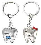 2 Schlüsselanhänger mit Motiv 'Zähne mit Lächeln' für Paare oder beste Freundinnen.