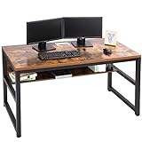 TOPSKY Computer-Schreibtisch mit Bücherregal/Metall-Tischdurchführung Kabelabdeckung Black + Black Frame