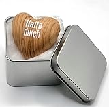 Homeyourself Herz Handschmeichler aus Holz Halte durch in Geschenkverpackung Glücksbringer Olivenholz aus Betlehem