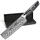 Wolfblood PRO Damastmesser Damast-Küchenmesser XL (31cm) Profi Nakiri Messer aus echtem 67 Lagen Damaststahl I Küchenmesser Hackmesser mit Holzgriff Geschenkbox und Kling