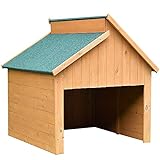 Melko Mährobotergarage Carport Überdachung aus Holz für Mähroboter 85 x 85 x 82,5 cm - bietet Schutz vor Hitze, UV-Strahlen und Regen - Grün