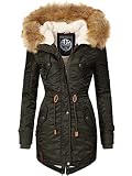 Navahoo Damen Wintermantel Warmer Parka lang mit Kapuze La Viva Green Gr. XXL