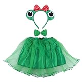 BESTOYARD 3 STÜCKE Frosch Kostüm Tutu Rock Set Stirnband Prinz Prinzessin Fee Kleid Kostüme Outfit Party Supplies für Kinder (Grün)