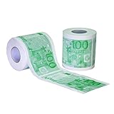 Monsterzeug 2er Set Geld Toilettenpapier - 100 Euro Schein, Bedrucktes Klopapier mit Geldscheinen, 3-lagig