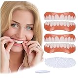 2 Paare Zähne Veneers, Sicher und Bequem Kosmetische Lächeln Zähne Furniere Obere und Untere mit Thermal Klebend Perlen für Männer Frauen Vorübergehenden Behebung Von Zahnprob