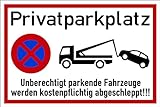 Prolac Privatparkplatz Unberechtigt parkende Fahrzeuge werden kostenpflichtig abgeschleppt, Made in Germany Warnschilder, wetterfest und UV-beständig