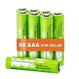 Solar Akku AAA | 8 Stück AAA Akku für Solarlampen NiMH 1,2 Volt (1,2V) | wiederaufladbare Batterien für Solarleuchten