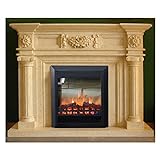 Electric Fireplace Electric Fireplace Insert Firebox Marble Fireplace Mantel Classic Living Room Warmer Artificial Optical Flame Fireplace (Color : Beige Without Heater)