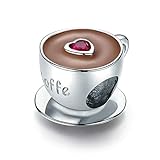 Charm-Anhänger für Pandora-Charm-Armband, 925er Sterlingsilber, Kaffeetasse mit Herz C