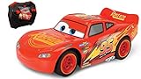 Dickie Toys 203084028 Cars 3 Lightning McQueen Turbo Racer, RC, ferngesteuertes Auto mit 2-Kanal Fernbedienung, Spielzeugauto mit Turbofunktion, USB Ladefunktion, inkl. Batterien, Maßstab 1:24, 17 cm