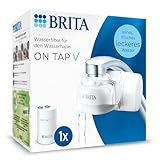 BRITA Wasserfilter für Wasserhahn ON TAP V inkl. 1 Filterkartusche – für nachhaltiges Wasser mit besserem Geschmack/ reduziert kleine Partikel, Metalle & geschmacksbeeinträchtigende Stoffe
