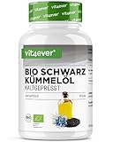 Bio Schwarzkümmelöl - 240 vegane Kapseln - hochdosiert: 1000mg ägyptisches Schwarzkümmelöl pro Tagesdosis - davon 50% Linolsäure - kaltgepresst - 100% p