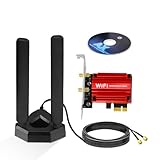 Eightwood WLAN Karte WiFi 6E Intel AX210 Bluetooth 5.3 WLAN Netzwerkkarte WLAN PCI-E Karte 6G/5G/2.4G Tri Band WiFi 6E Karte 5374 mbit/s mit Wi-Fi 6E Antenne + CD für PC Windows 11/10 (64 bit) Laptop