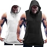 COOFANDY Herren Tank Top Kapuze Fitness Hoodie 2er Pack Quick Dry Gym Shirt Bodybuilding Ärmelloser t-Shirt