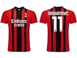 Fußballtrikot Milan Saison 2021 2022. Ibrahimovic Trikot Nummer 11. Erst-Shirt. Lizenzprodukt. Offizielle Replikation. Größen für Erwachsene und Kinder.