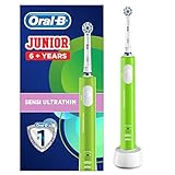 Oral-B Junior Elektrische Zahnbürste/Electric Toothbrush für Kinder ab 6 Jahren, weiche Borsten & Timer, Designed by Braun, 1 Stück, grün