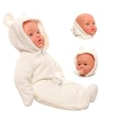 Miunana Babypuppe 43 cm Weichkörperpuppe in süßer Puppenkleidung, sehr handlich, niedliches Outfit, ohne Haare Weichkörper Puppen für Kinder ab 3 J