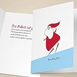 4er Set Fröhliche Unternehmen Weihnachtskarten mit lustigem Weihnachtsmann, mit ihrem Innentext (Var1) Weihnachtsgrüße, Neujahrs Glückwunsch: Ho, Ho, Ho!