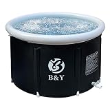 B&Y Faltbare Eisbad Badewanne Eisbaden Tonne Aufblasbare Badewanne Erwachsene für Athleten und Sportler Freistehende Ice Tub Mobile Badewanne Eisfass für Outdoor Eisbad (Schwarz, 89x55cm)